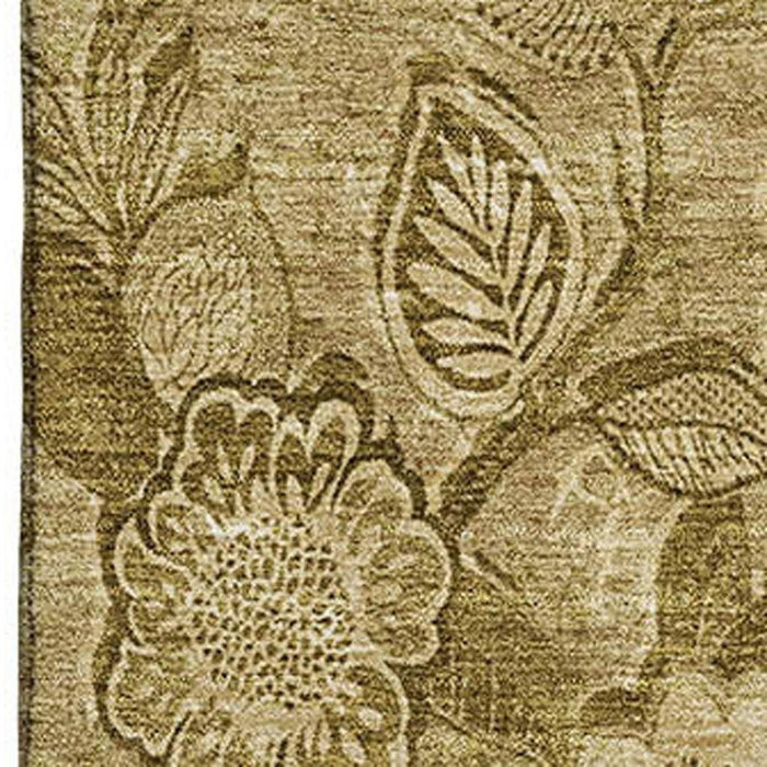 10' X 14' Floral Washable Area Rug With UV Protection (708796) - Coffee / Beige