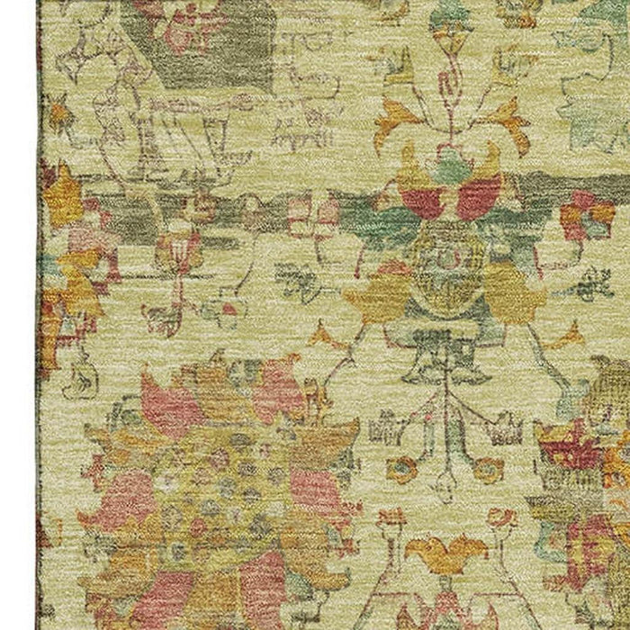 10' X 14' Oriental Washable Area Rug With UV Protection (699508) - Gold / Wheat / Green