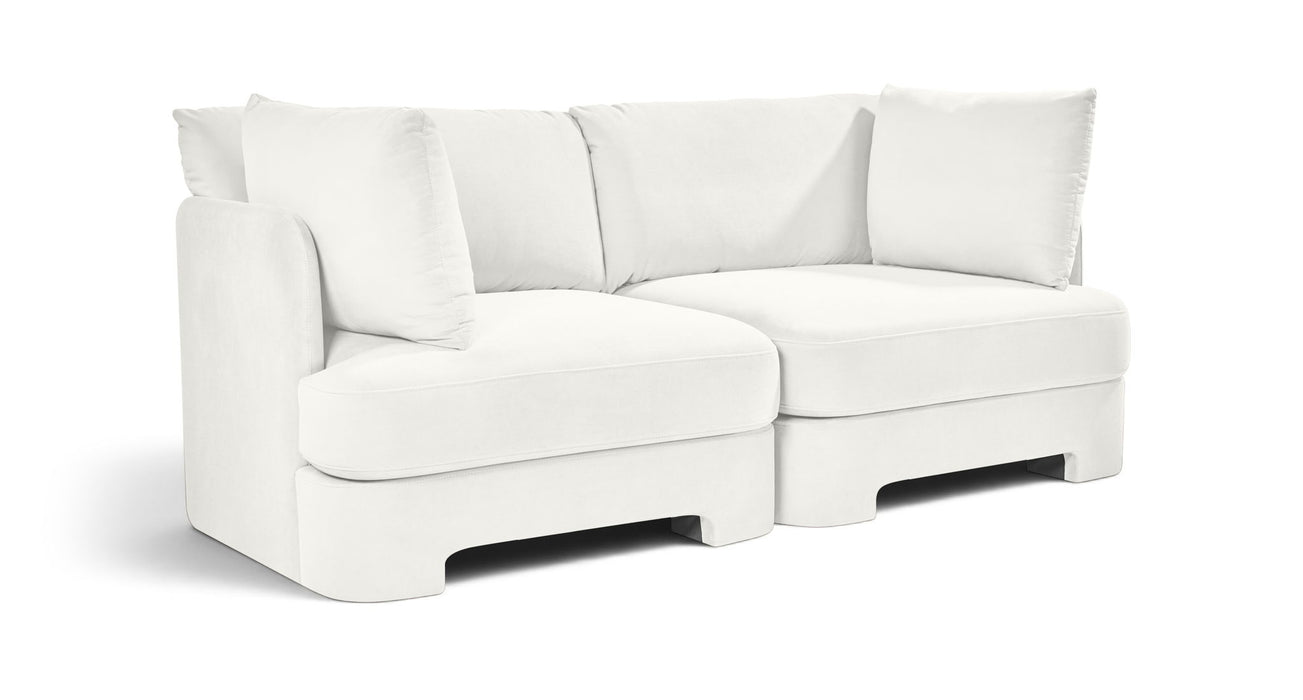 Meridian Furniture Hammond velvet upholstered 2-piece loveseat sectional with plush cushions and modern design for stylish living rooms.