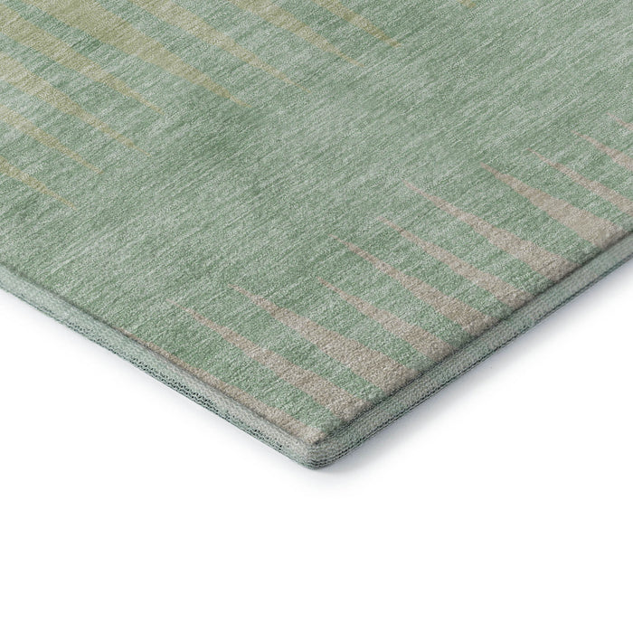 10' X 14' Striped Washable Area Rug With UV Protection (670363) - Artichoke Green / Beige / Brown