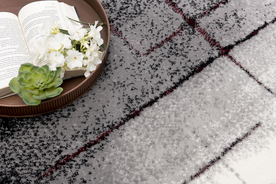 12' Abstract Runner Rug (635238) - Gray / Red