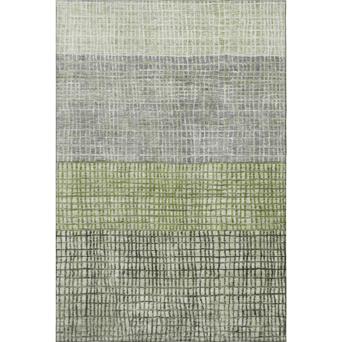 10' X 14' Geometric Washable Area Rug With UV Protection (704999) - Artichoke Green / Ivory / Gray