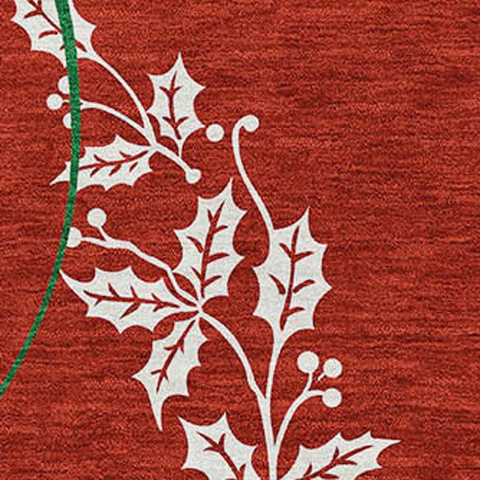 5' X 8' Christmas Washable Area Rug With UV Protection (646435) - Green / Ivory / Ruby Red