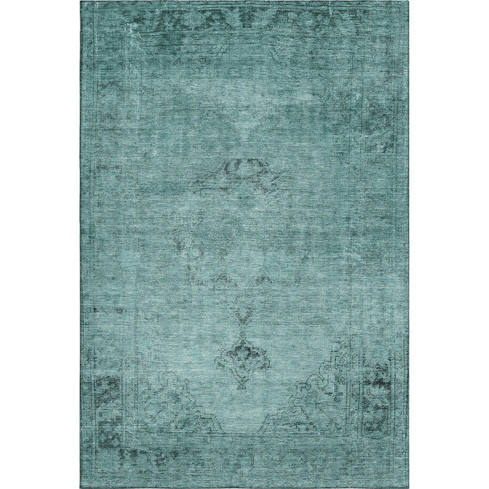 10' X 14' Oriental Washable Area Rug With UV Protection (654910) - Teal / Ivory