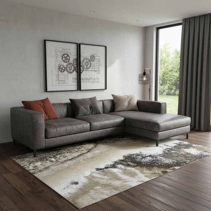 9' X 13' Abstract Area Rug (722093) - Black / Ivory