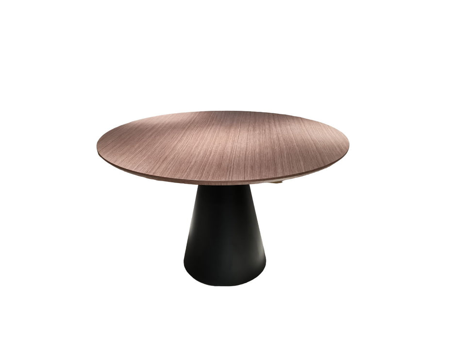 48" Wood And Metal Pedestal Base Round Top Dining Table - Brown