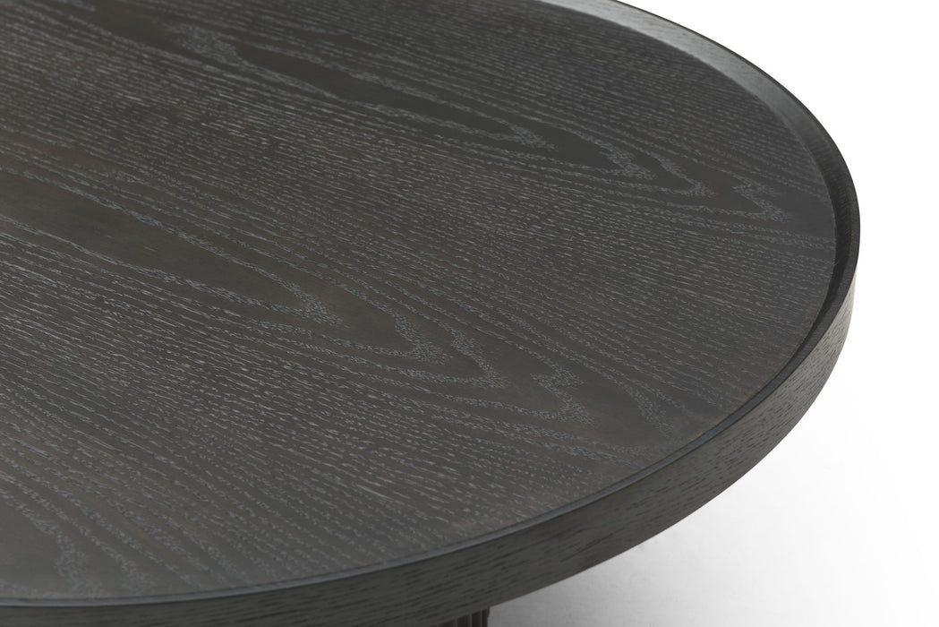 Wood Round Pedestal End Table - Dark Gray