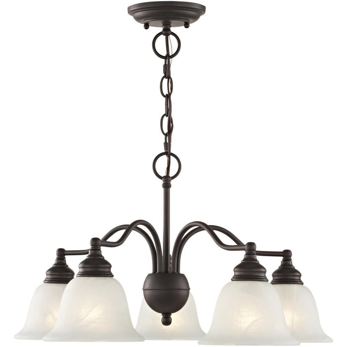 Dimmable Five Light Chandelier With Shades - Bronze