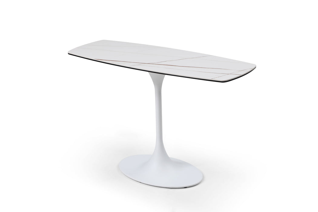 Ceramic Tile Steel Pedestal Console Table - White / Steel