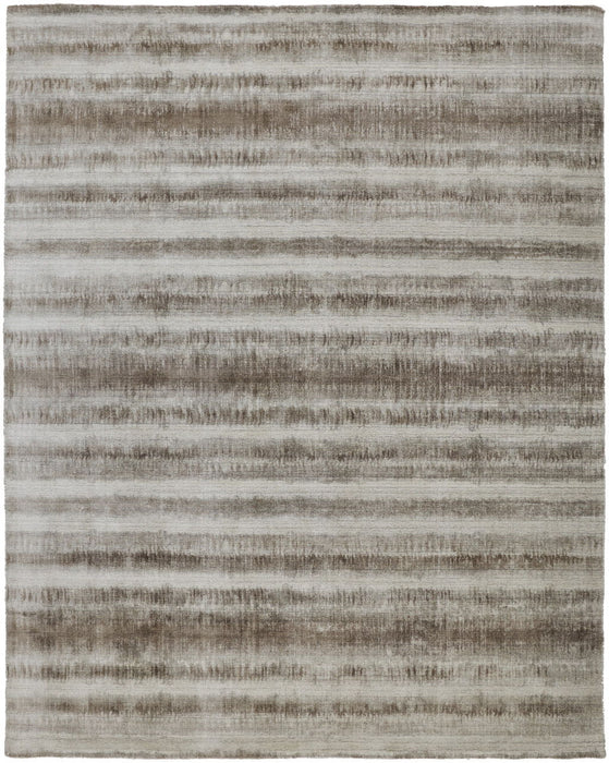 8' x 10' Abstract Hand Woven Area Rug - Tan Ivory And Brown