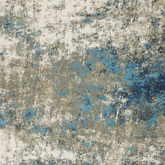 9.8' x 12.8' Abstract Power Loom Stain Resistant Area Rug - Blue Grey And Beige