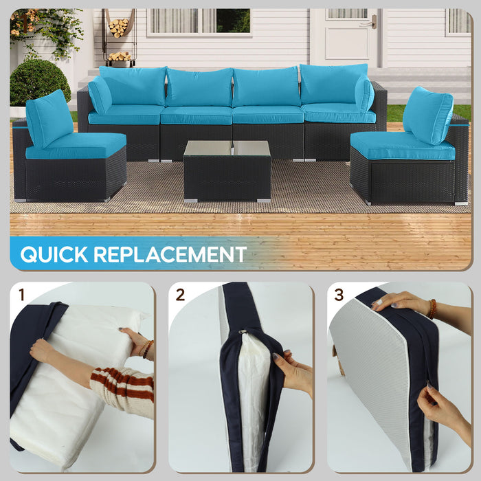 Giga outdoor deep seat cushions for patio furniture sectional set, back and seat cushions for comfortable outdoor seating.