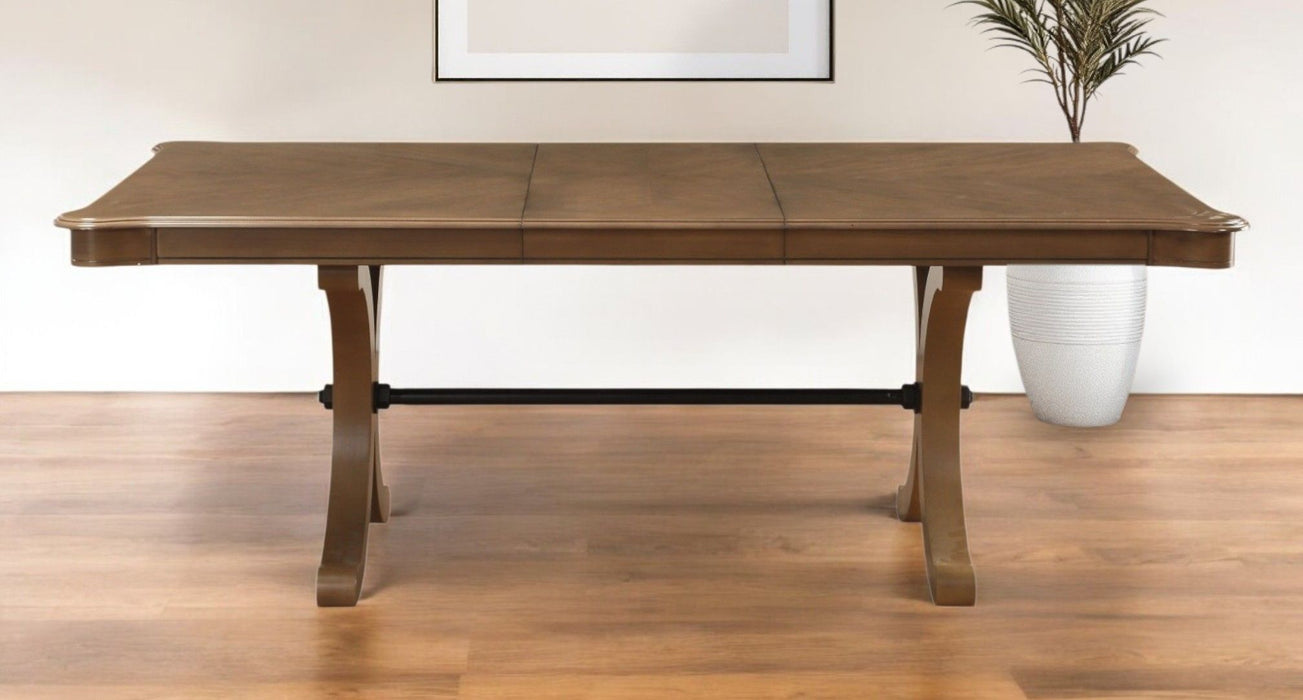 64" Solid Wood Removable Leaf Trestle Base Dining Table - Brown