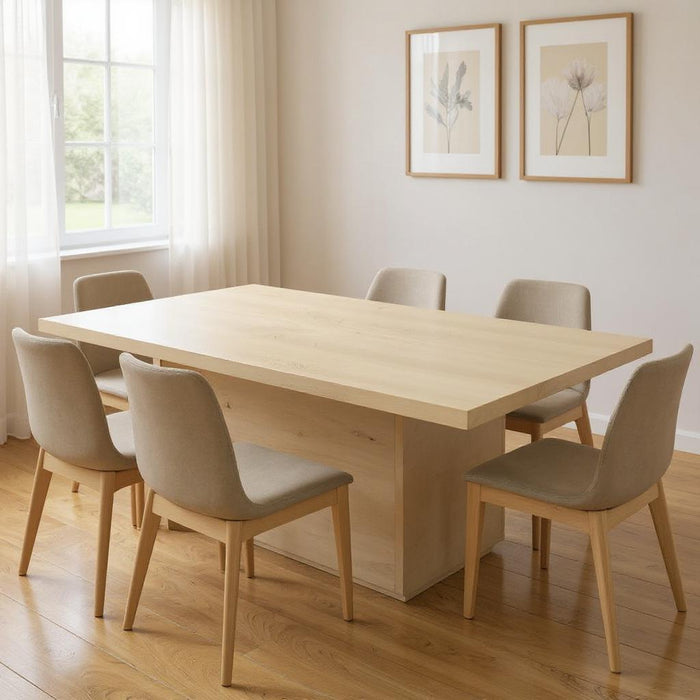 108" Solid Wood Pedestal Base Dining Table - Brown / Natural