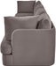 Velvet performance fabric upholstered 4-piece sofa by Meridian Furniture, stationary sectional with plush cushions and modern design.