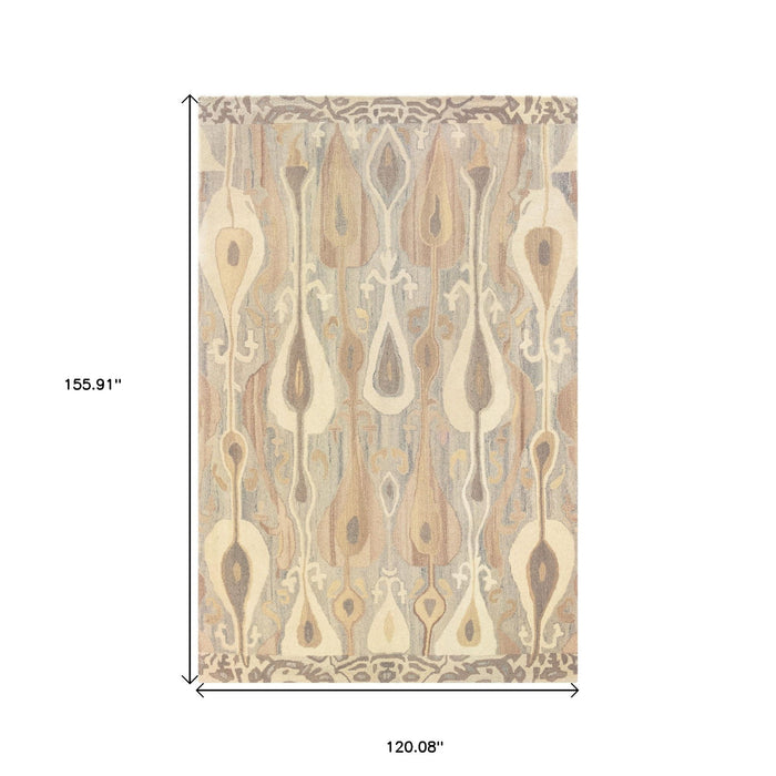 10' X 13' Wool Abstract Hand Tufted Area Rug - Gray And Beige