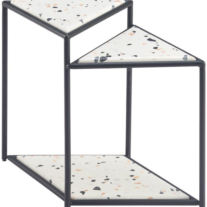 Pedestal End Table - Black / White