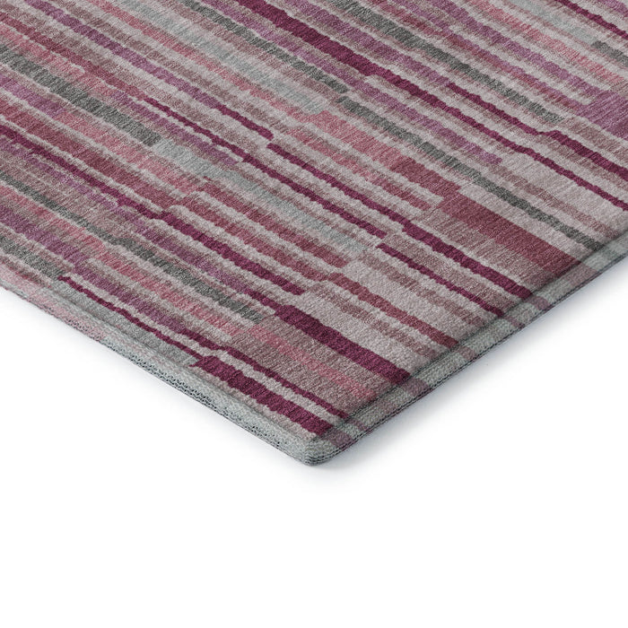 10' X 14' Striped Washable Area Rug With UV Protection (717869) - Blush / Silver