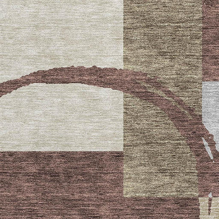 10' X 14' Geometric Washable Area Rug With UV Protection (675072) - Brown / Beige / Ivory