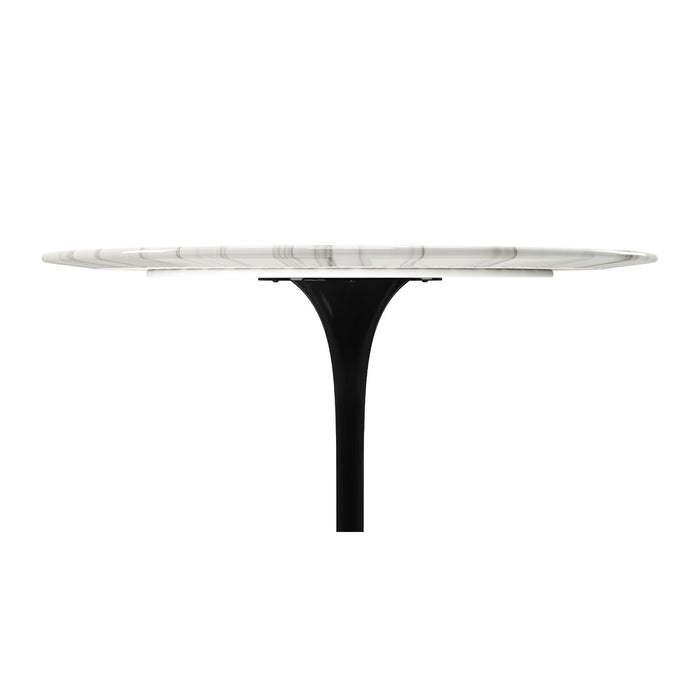 40" Marble And Metal Dining Table - Black
