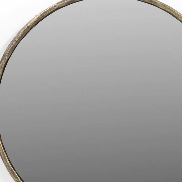 30" Round Iron Framed Accent Mirror - Brass