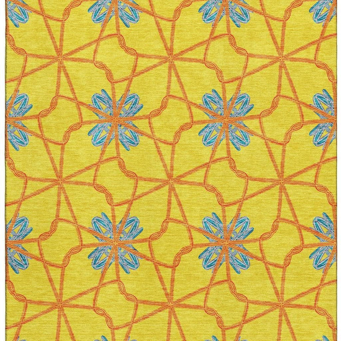 10' X 14' Geometric Washable Area Rug With UV Protection (675954) - Yellow / Blue / Red
