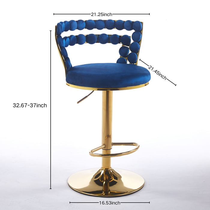Set of two Giga modern bar stools with iron tube legs, soft cushions, and comfortable backrests for stylish seating.