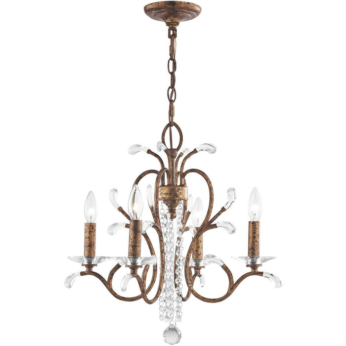 19" Four Light Dimmable Chandelier With Shades - Bronze
