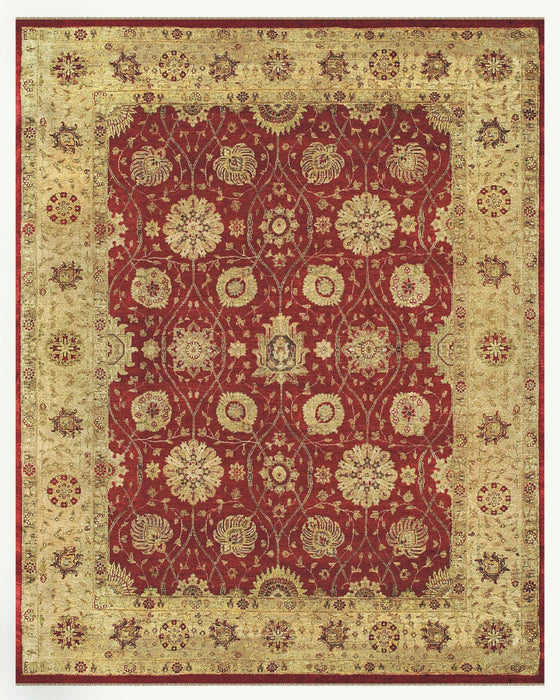 9' X 13' Wool Oriental Hand Knotted Area Rug (744390) - Red / Gold