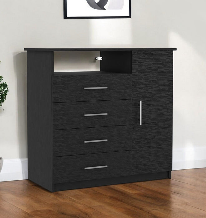 36" Four Drawer Combo Dresser - Black