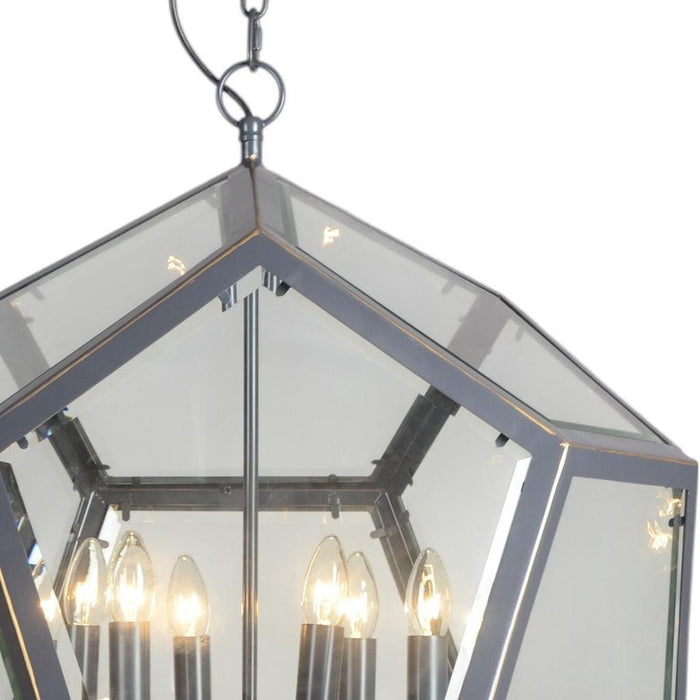 Unique Statement Six Light Metal Chandelier With Shades - Clear