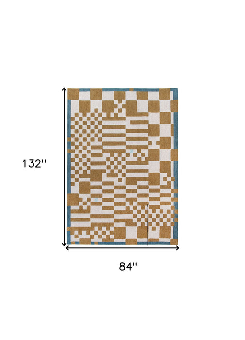 8' X 11' Geometric Washable Area Rug (551848) - Blue / Brown