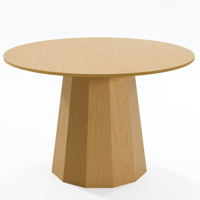 Wooden Dining Table With Pedestal Base & Round Top - Black