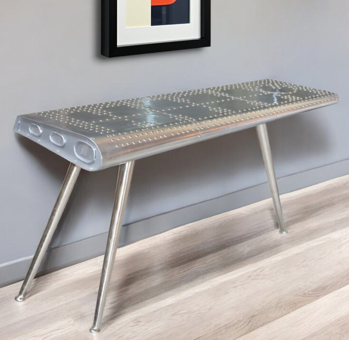 Aluminum Three Leg Console Table - Silver