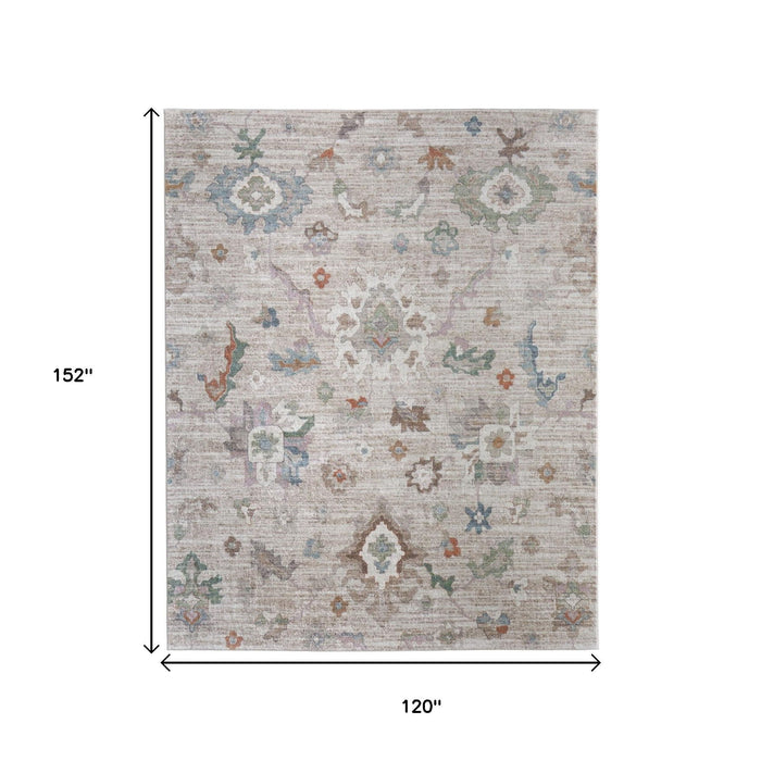 10' X 13' Abstract Distressed Area Rug - Tan