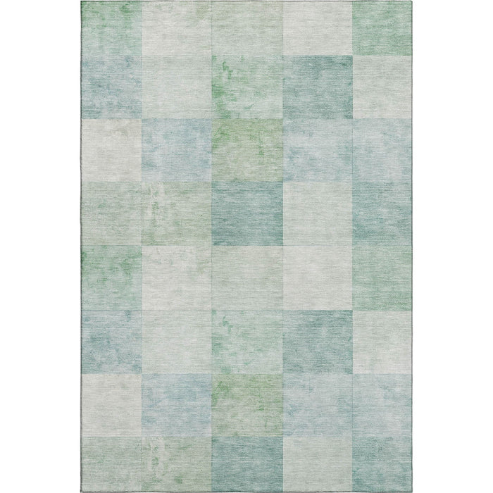 10' X 14' Geometric Washable Area Rug With UV Protection (692559) - Pale Aqua / Mint Green / Ivory