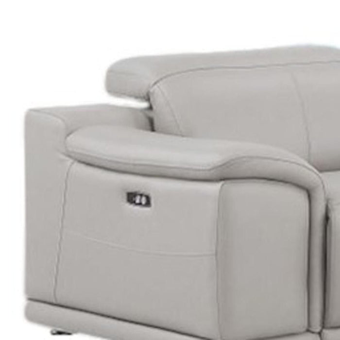 Leather Modular L Shaped Seven Piece Corner Sectional With Console - Ash / Gray