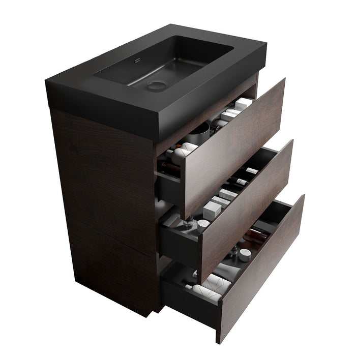 Giga Alice bathroom vanity with large storage, freestanding design, one-piece sink basin, modern style, without drain or faucet.