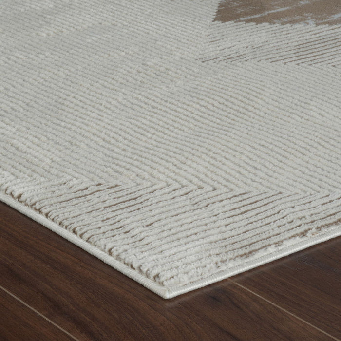 7.9' x 7.9' Modern Abstract Distressed Area Rug - Beige And Brown