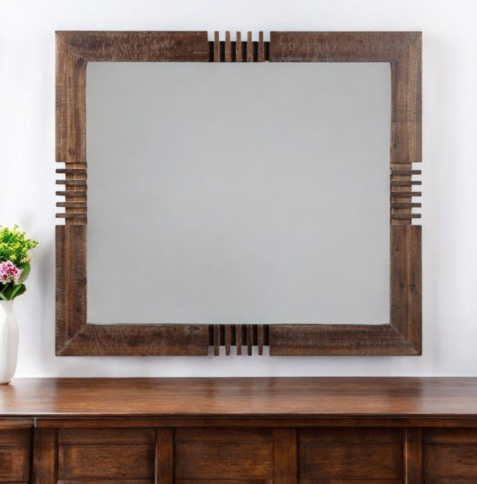 Oak Reclaimed Rectangular Mirror - Dark Brown
