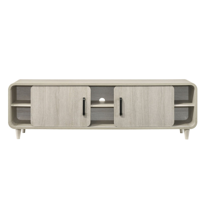 Giga antique white TV stand with sliding doors and handles, modern living room furniture with sleek design and storage space