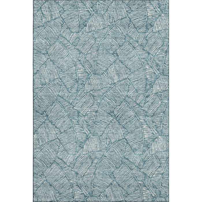 10' X 14' Floral Washable Area Rug With UV Protection (672653) - Teal / Ivory