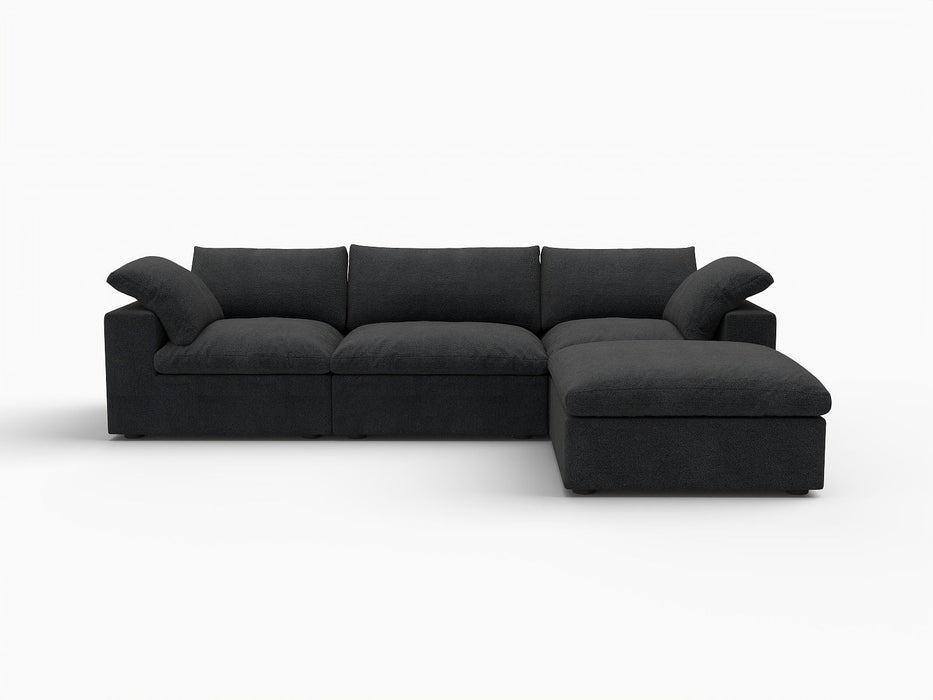 120" 2 Piece Living Room Set Blend Modular Sofa With Ottoman Storage - Black