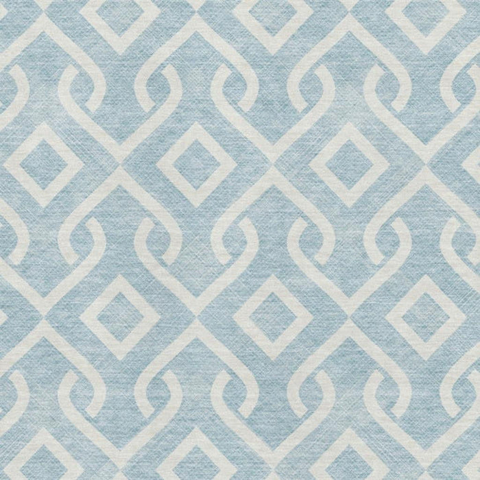 10' X 14' Geometric Washable Area Rug With UV Protection (652575) - Sky Blue / Ivory