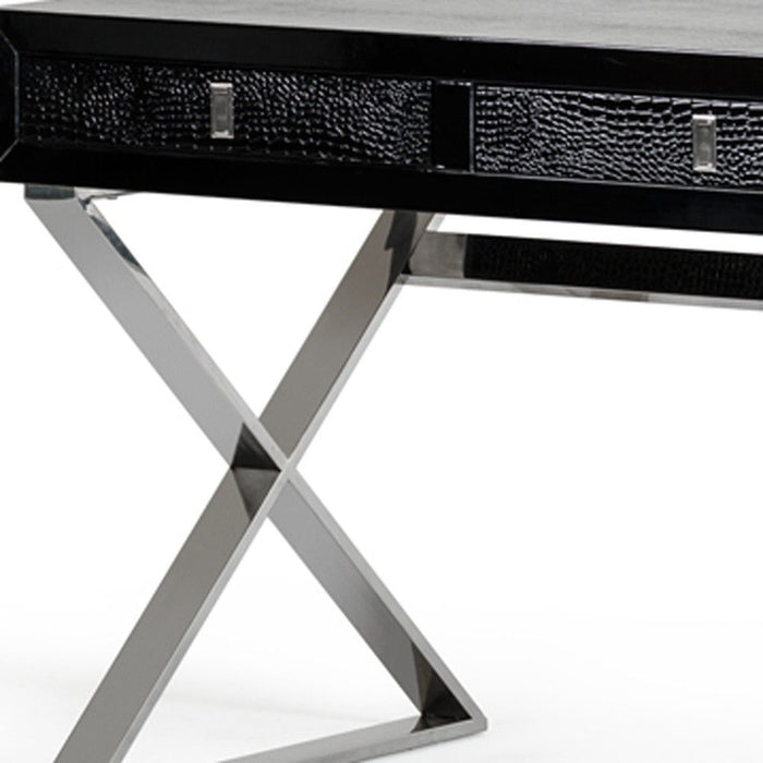 Stainless Steel Coffee Table With Three Drawers - Black And Silver