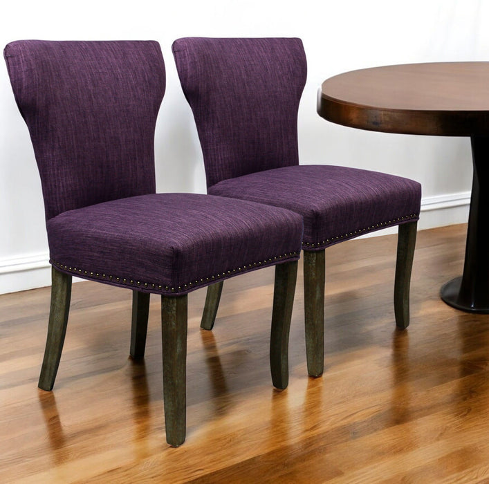 Upholstered Fabric Dining Parsons Chairs (Set of 2) - Purple
