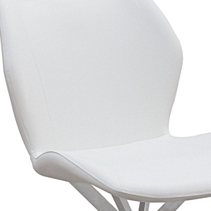 Upholstered Faux Leather Dining Side Chairs (Set of 4) - White / Silver