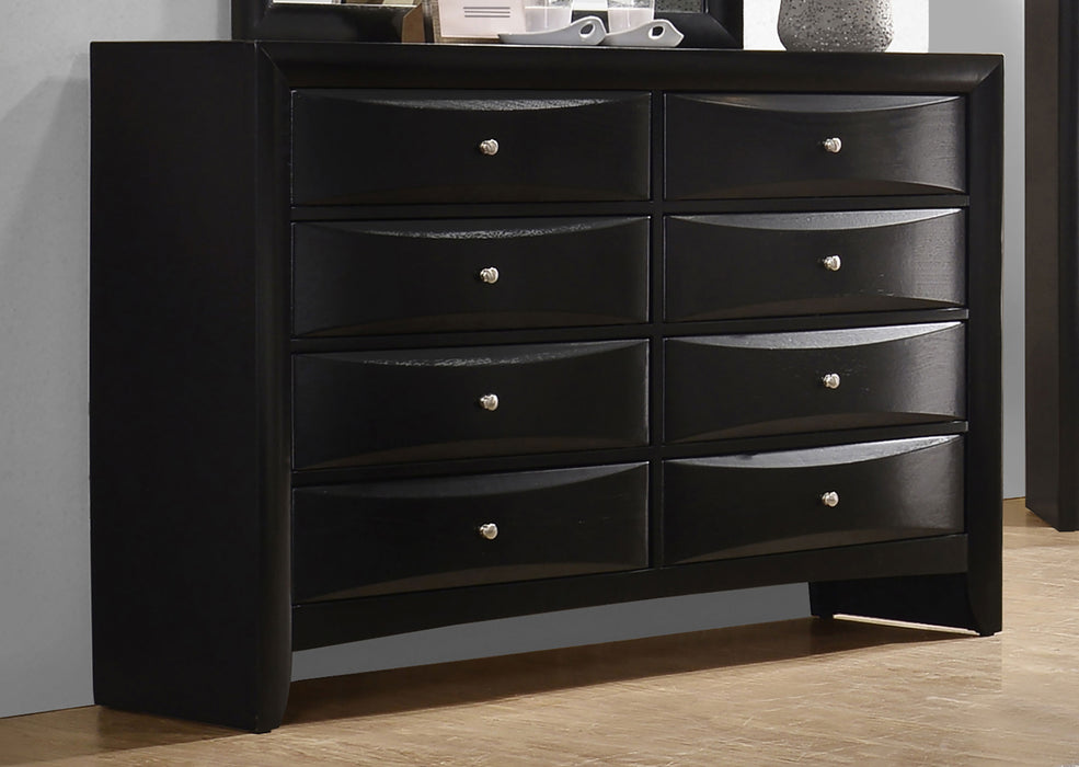 Black Briana 8-drawer dresser by CoasterEssence, featuring sleek modern furniture design with multiple spacious drawers.