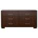 Jessica 4-piece Eastern King LED bedroom set by CoasterEssence in cappuccino finish, featuring a bed, nightstands, and dresser.