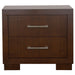 Jessica 5-piece Eastern King LED bedroom set by CoasterEssence in cappuccino finish, includes bed frame, nightstands, and dresser.